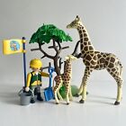 Playmobil Giraffe & Baby Habitat Zoo Exhibit With Keeper. Playmobil Animals