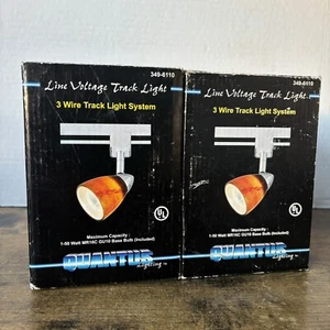 Pair Of Quantus Lighting Amber Milano Glass Track Lights W Brushed Nickel Finish - Picture 1 of 9