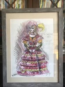 CHARLES BERLINER COSTUME DESIGN DRAWING IN WATERCOLOR "A CHRISTMAS CAROL" - Picture 1 of 9
