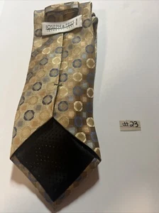 Joseph & Feiss Tie - 3.75 Gold w/Blue Geometric Silk Necktie Men's Classic #23 - Picture 1 of 3