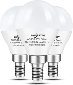 3-Pack Ceiling Fan Light Bulbs, Small Base, 120V 60W Equivalent, E12 LED Bulb, 5 - Picture 1 of 12