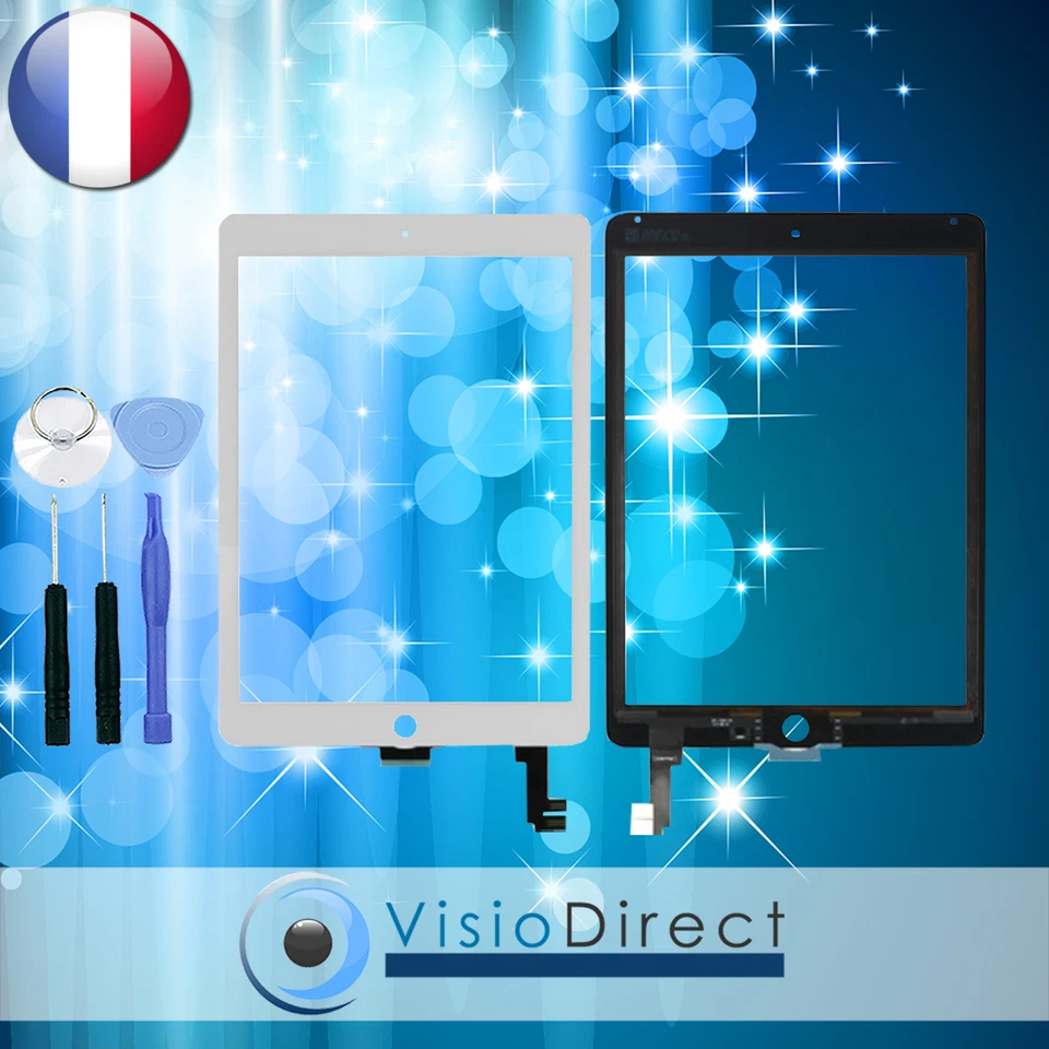 VISIODIRECT Vitre Ecran tactile pour iPad Air 2 blanc + outils