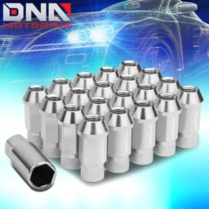 20PCS 44MM SILVER ALUMINUM 25MM OD M12X1.5 CONICAL OPEN-END RIM LUG NUTS SET - Picture 1 of 5