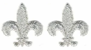 Lot of 2 Metallic Silver Fleur De Lys Lis SCA Embroidery Patch - Picture 1 of 1