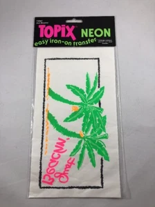 Vtg 1989 TOPIX Neon Iron-on Transfer 3.5"x 7" Just Beachin NOS 80s Fashion TXN01 - Picture 1 of 6