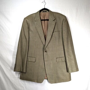 Chaps Blazer Sport Coat Mens 100% Silk Houndstooth Jacket Light Brown Size 46L - Picture 1 of 9