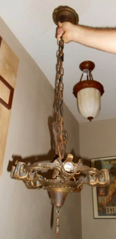 Antique Hanging ART DECO GOTHIC DRAGON GARGOYLE GILL SLIP SHADE LIGHT FIXTURE Cover