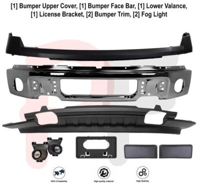 Kit de montaje de parachoques delantero de acero cromado y luces antiniebla para Ford F-150 2009-2014 Foto 1 de 4