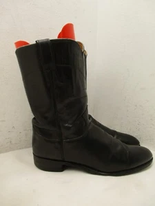 Justin Black Roper Style 3133 Pull On Cowboy Boots Mens Size 9 A - Picture 1 of 11
