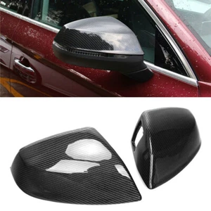 Carbon Fiber Side Mirror Cover W Lane Replace For Audi Q5 SQ5 Q7 SQ7 2018-2023 - Picture 1 of 7