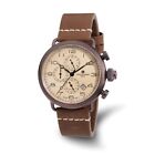 Mens Charles Hubert IP Brown Leather Band 46mm Dual Time Watch