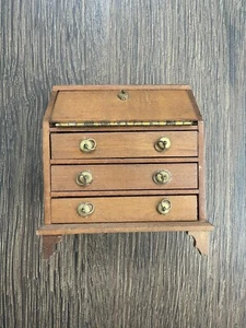 VINTAGE MINIATURE DOLLHOUSE FURNITURE SHACKMAN 3-DRAWER FOLD DOWN SECRETARY DESK - Picture 1 of 15