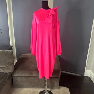 Vestido lápiz midi rosa manga larga para mujer con detalle de lazo talla 2XL NUEVO - Imagen 1 de 12