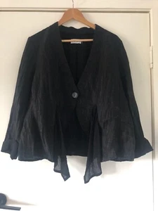 Ladies L THE ARK Wide JACKET Formal Linen Mix Single Breast Blazer Top Cuff Slv - Picture 1 of 8