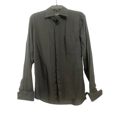 Camisa de vestir negra Stacy Adams talla 15 34 35 gemelos puños franceses para hombre Foto 1 de 3