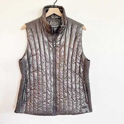 Calvin Klein Vest Womens 1X Silver Metallic Performance Down Puffer Full Zip - Image 1 of 4
