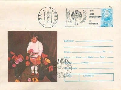 E0060 Romania FDC 1979 children and flowers international year of the child - Image 1 of 2