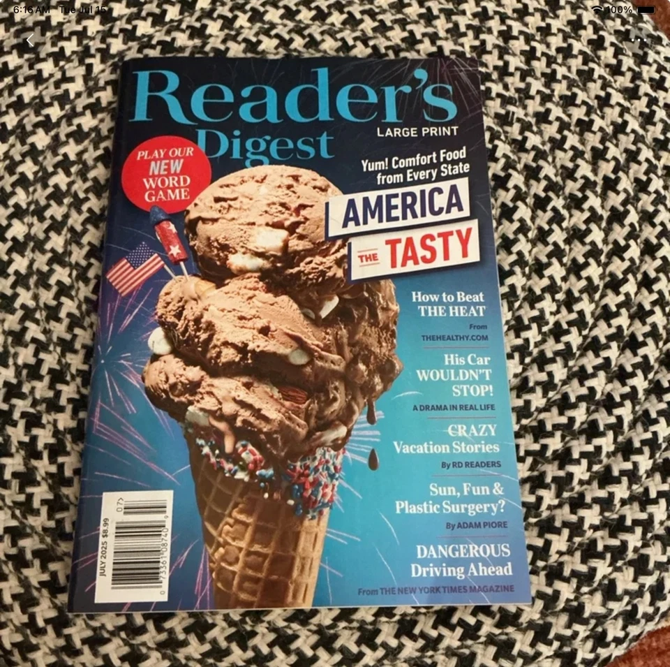 Reader’s Digest Large Print Magazine Comfort Food from Every State July 2025 - Image 1 of 1