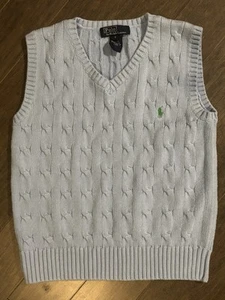 Polo by Ralph Lauren Boys Light Blue Cable Knit Vest Size 6 - Picture 1 of 4