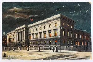 United States Mint Philadelphia At Night 1907 Vintage Postcard - Picture 1 of 3