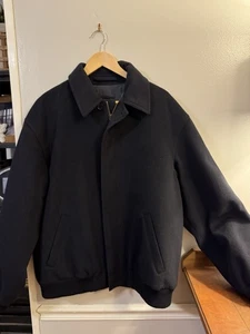Jos. A. Bank Full Zip Wool Cashmere Black Bomber Lined Jacket Men's Medium - Picture 1 of 11