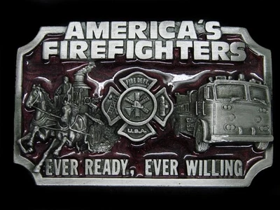 UA05127 *NOS* VINTAGE 1983 **BOMBEROS DE AMÉRICA** HEBILLA DE CINTURÓN CONMEMORATIVA Foto 1 de 2