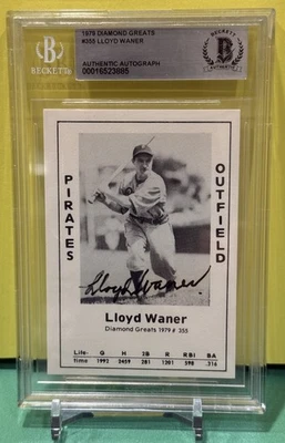 1979 Diamond Greats HOF Lloyd Waner #335.  BAS Autograph - Image 1 of 2