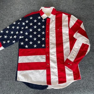 Scully American Flag Shirt Patriotic Western Cowboy USA Button Up Mens Large - Picture 1 of 8