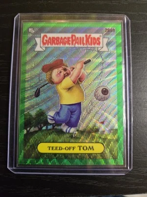 Garbage Pail Kids Card - Teed-Off Tom RARE Chrome 5 GREEN WAVE REFRACTOR Limited - Image 1 of 2