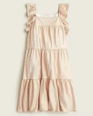 Crewcuts Girls Size 12 Dress Tiered Shimmer Gold Metallic Kids NWT - Image 1 of 4