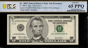 2003 $5 FRN DL69999996B P.C.G.S #65PPQ - Picture 1 of 3