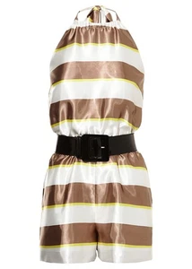 Overall graun 36 Damen Kurzer Overall mit Gürtel weiß-graubraun-multi 2.5927 - Bild 1 von 1