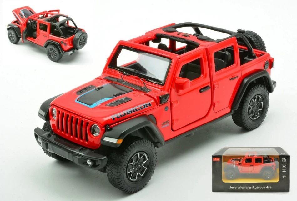 Modellino auto 1:32 JEEP WRANGLER RUBICON 4xe RED diecast modellismo statico - Immagine 1 di 1
