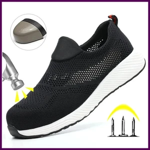 Tenis de trabajo ligeros de malla de verano con puntera de acero zapatos de seguridad de trabajo protectores hombres mujeres - Imagen 1 de 27