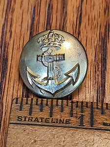 Vintage Brass Navy Naval Uniform Button Brux Anchor & Crown ~7/8" Van Malderen - Picture 1 of 4