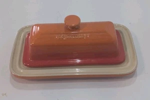 Le Creuset Butter Dish Rare Volcanic Flame Orange Ombré Stoneware - Picture 1 of 6