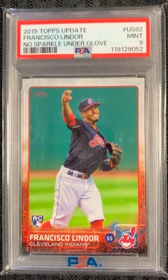 FRANCISCO LINDOR 2015 TOPPS UPDATE #US82 ROOKIE NO SPARKLE PSA MINT 9 INDIANS - Image 1 of 2