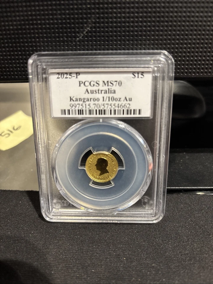 2025-P PCGS MS70 Australia 1/10 oz Gold Kangaroo $15 - Image 1 of 1