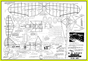 Peanut Scale Model Airplane Plans (FF): Comet Army Douglas Observation 13" RP - Picture 1 of 3