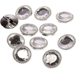 CraftbuddyUS AB14-30pcs 18mm Silver Round Glass Crystal Rhinestone Buttons, DIY - Picture 1 of 1