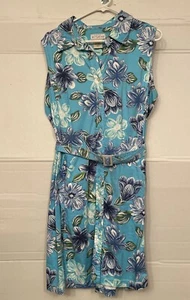 Stretch White Stag 18 Ladies Women Dress Sleeveless Floral Blue Cotton Spandex - Picture 1 of 3