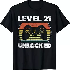 Level 21 Unlocked Funny Video Gamer 21st Birthday T-Shirt Hoodie - Picture 1 of 16