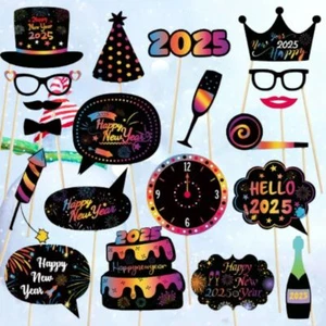 20pcs Paper Photo Dress Up Props Happy New Year Decor New Year's Eve Gift - Picture 1 of 7