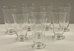 Noritake Sasaki Bamboo Etched Parfait Glasses Japan Set of 9 Mid Century - Picture 1 of 4