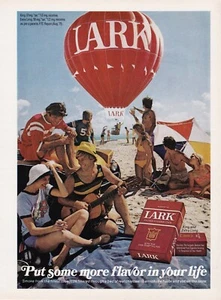 1972 Vintage Print Ad Lark Cigarettes Beach Red Hot Air Balloon Put Some Flavor - Picture 1 of 3