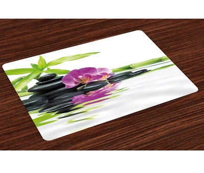 AMBESONNE SPA PURPLE ORCHID PLACEMAT SET OF 4 100% POLYESTER 12.5"x 18.5" NEW - Image 1 of 2