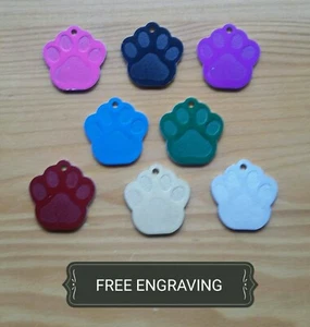 FREE ENGRAVING (PERSONALIZED) Aluminum Paw Cat Dog Pet Collar Tag Charm - Picture 1 of 5