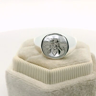 NUEVO Anillo Sello Abeja Plata Esterlina 925 Sólido Talla N 7 gramos Foto 1 de 4