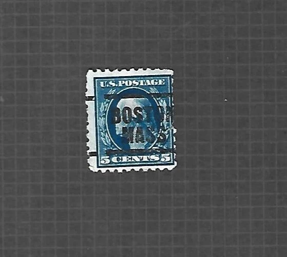 US Sc# 466, 1916-17,   5c Blue Washington, Perf 10,  Used, Missing Some Perfs - Image 1 of 1