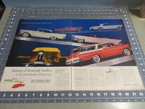 1957 Ford Family of Fine Cars, Galaxy of Heavenly Bodies Vintage 2-Page Print Ad - Picture 1 of 5